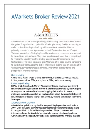 amarkets broker review 2021
