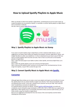 How to Transfer Spotify to Apple Music
