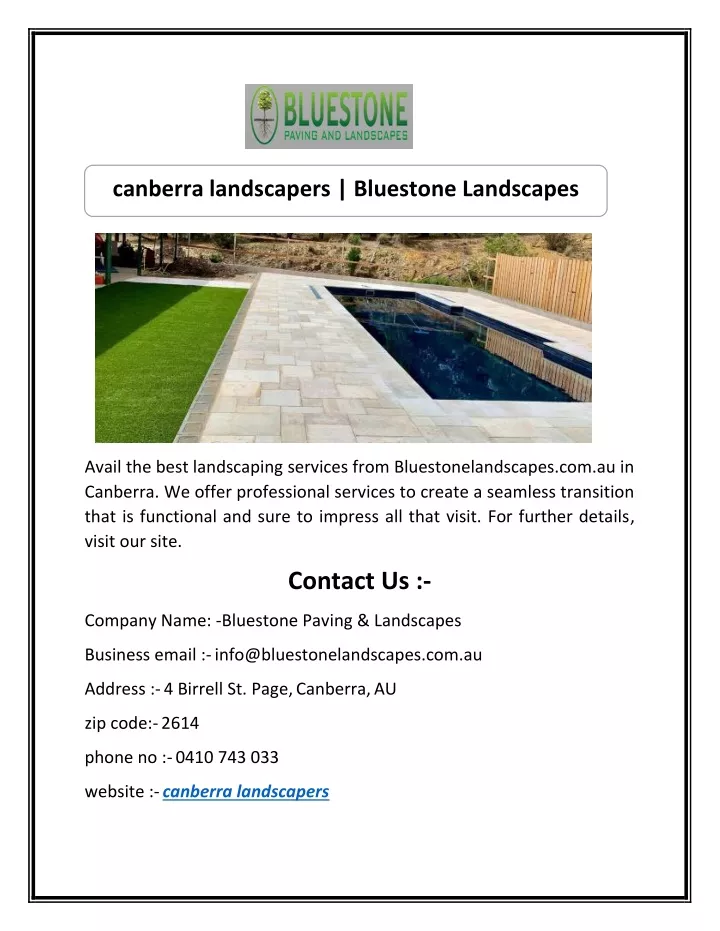 canberra landscapers bluestone landscapes