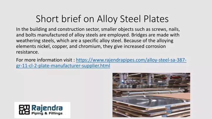 short brief on alloy steel plates in the building