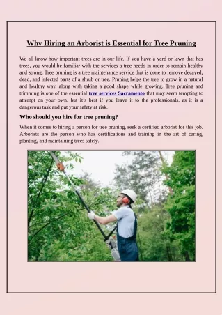 why hiring an arborist is essential for tree