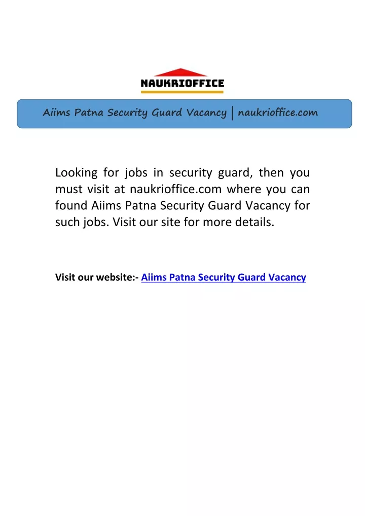 aiims patna security guard vacancy naukrioffice