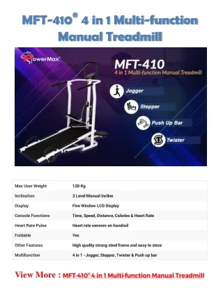 mft 410 4 in 1 multi function manual treadmill