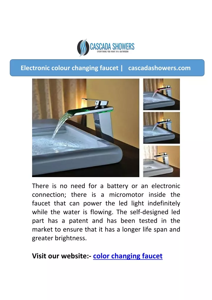 electronic colour changing faucet cascadashowers