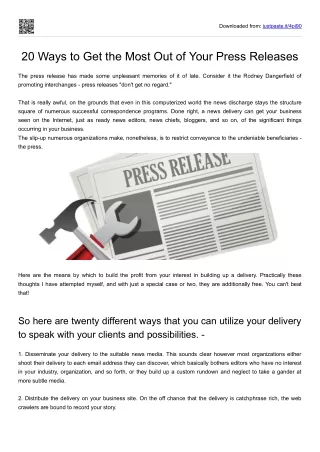 20 Ways to Get the Most Out of Your Press Releases