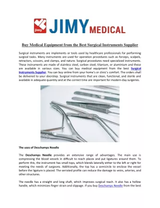 Buy Medical Equipment from the Best Surgical Instruments Supplier