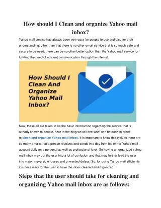 How should I Clean and organize Yahoo mail inbox