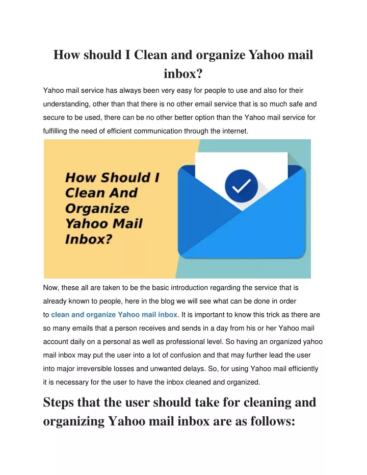 how should i clean and organize yahoo mail inbox