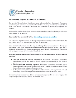 professional payroll accountant in london