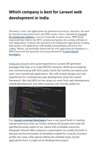which company is best for laravel web development