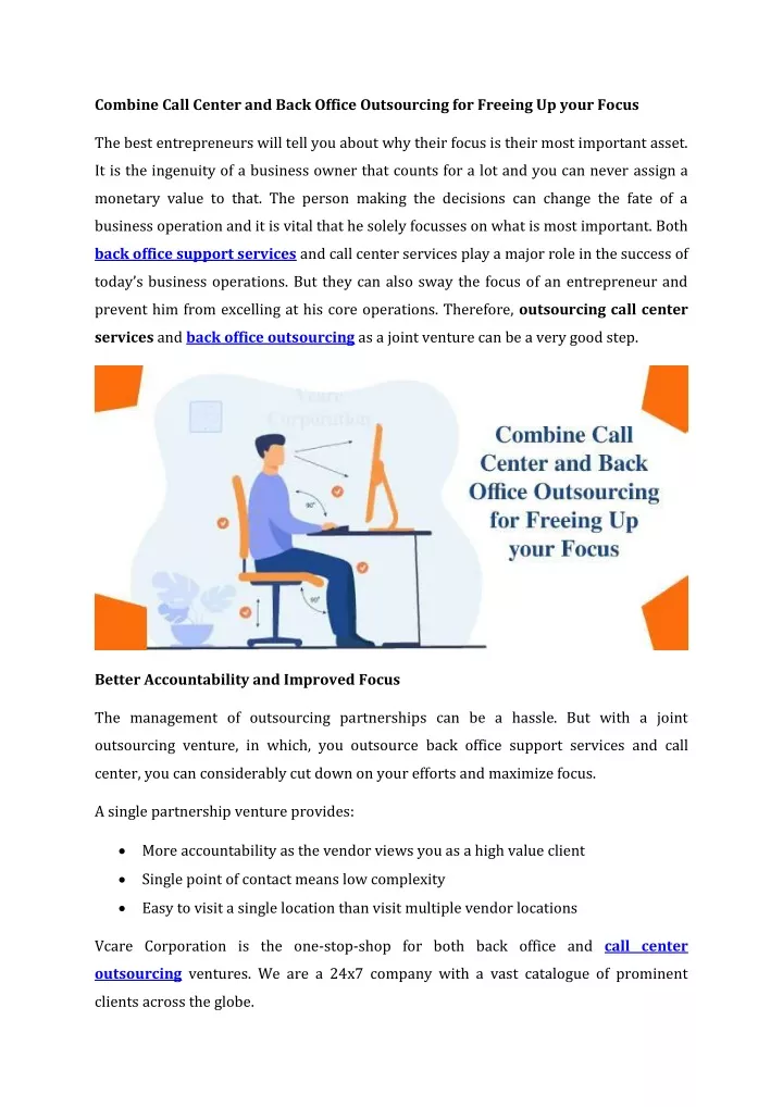 combine call center and back office outsourcing