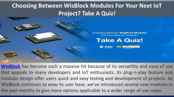 choosing between wisblock modules for your next