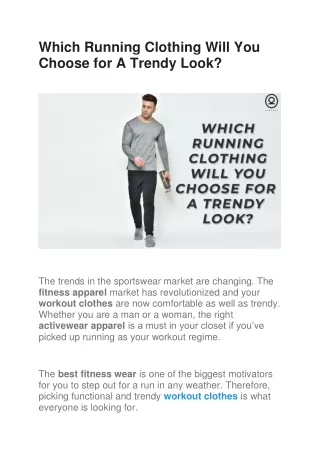 Which Running Clothing Will You Choose for A Trendy Look