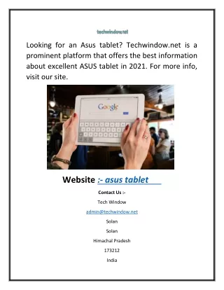 Asus Tablet  Techwindow.net    