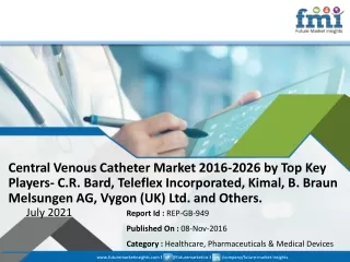 Central Venous Catheter Market 2016-2026 by Top Key Players- C.R. Bard, Teleflex