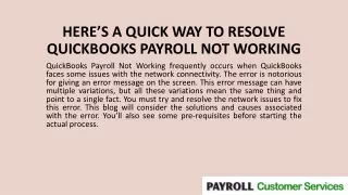 here s a quick way to resolve quickbooks payroll not working