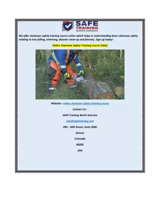 we offer chainsaw safety training course online