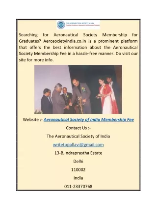 Aeronautical Society of India Membership Fee | Aerosocietyindia.co.in