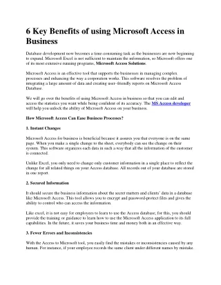 6 key benefits of using microsoft access