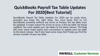 quickbooks payroll tax table updates for 2020 best tutorial