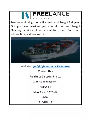 freight forwarders Melbourne | Freelanceshipping.com