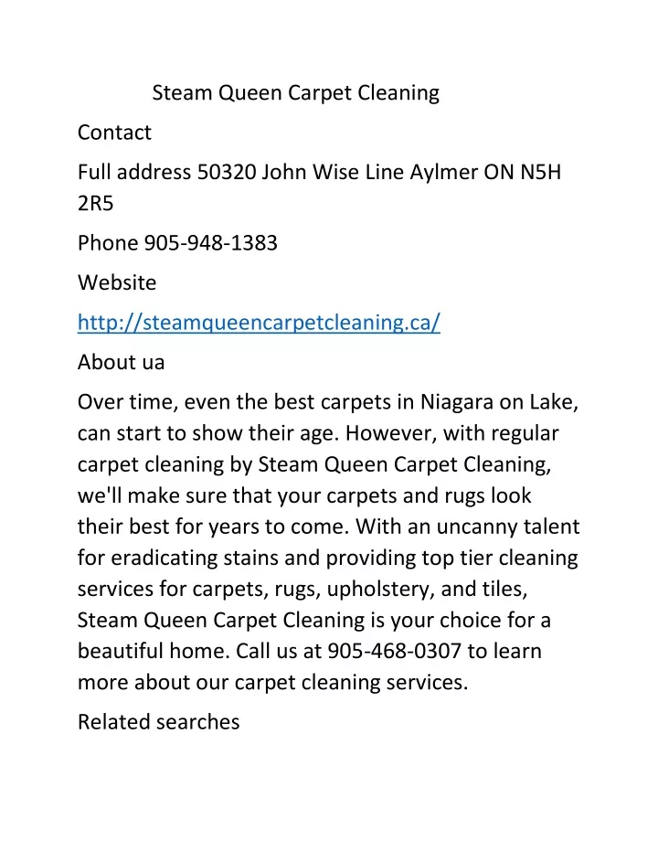 steam queen carpet cleaning