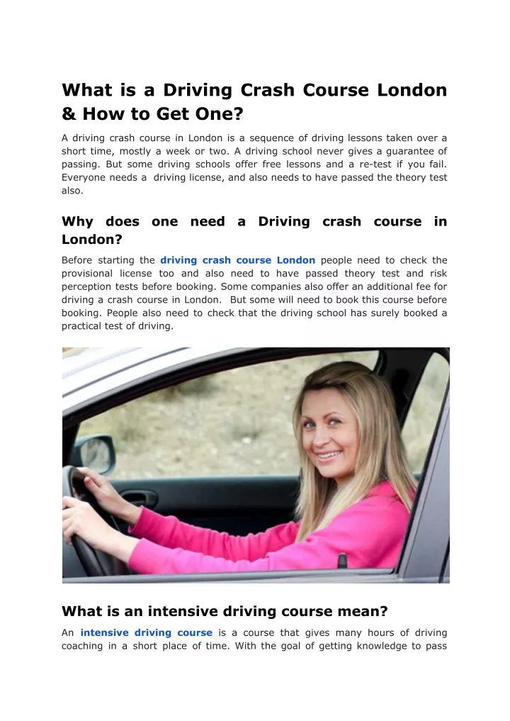 what is a driving crash course london