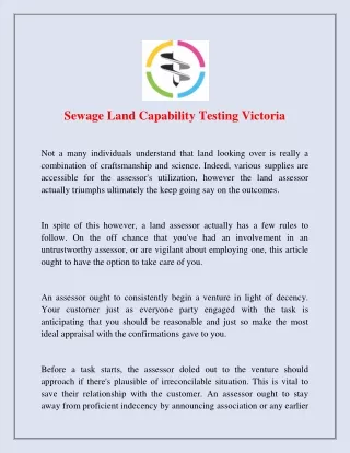 Sewage Land Capability Testing Victoria