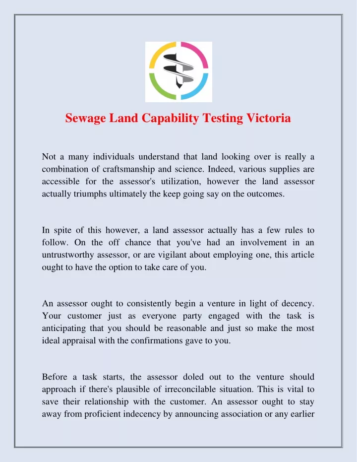 sewage land capability testing victoria