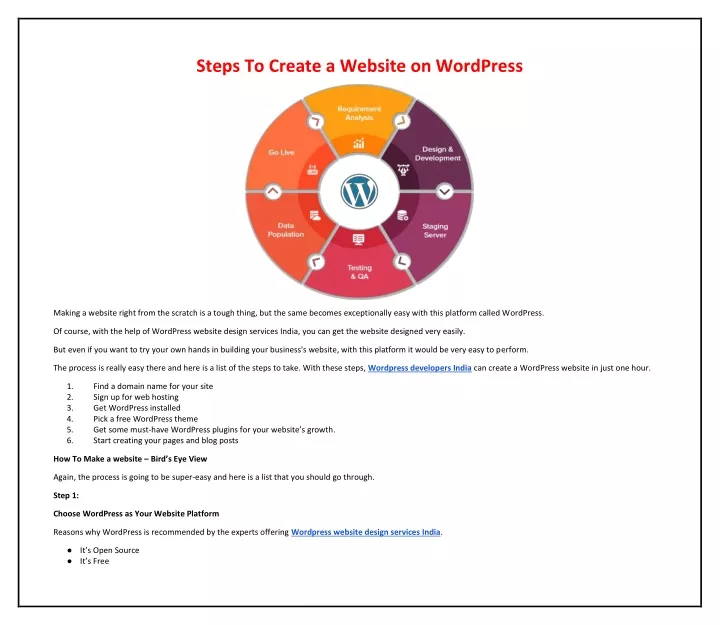 steps to create a website on wordpress