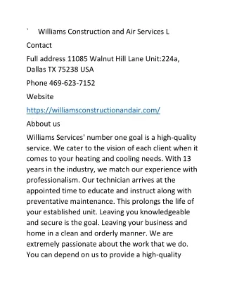 Williams Construction and Air Services L