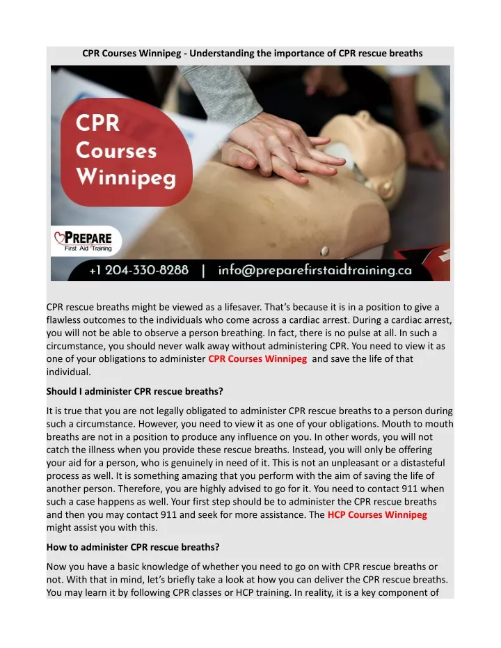 cpr courses winnipeg understanding the importance