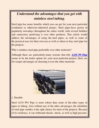 Understand the advantages that you get with stainless steel tubing