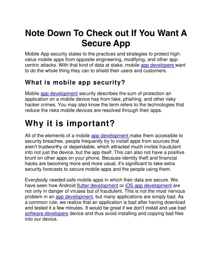 note down to check out if you want a secure