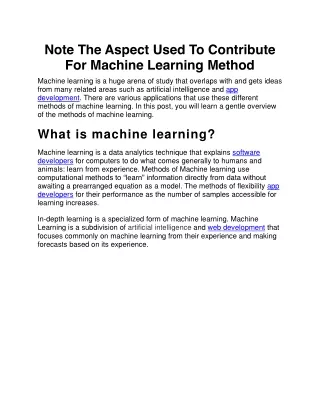 note the aspect used to contribute for machine