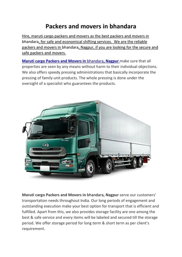 Packers and movers in bhandara