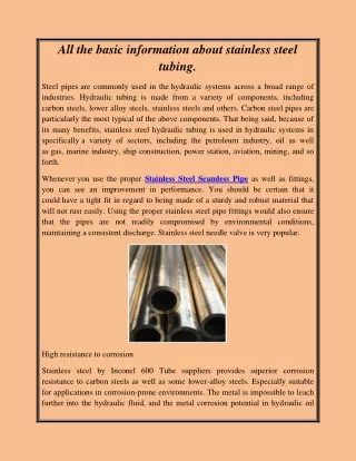 All the basic information about stainless steel tubing