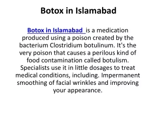 botox in islamabad