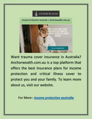 Income Protection Australia | Anchorwealth.com.au