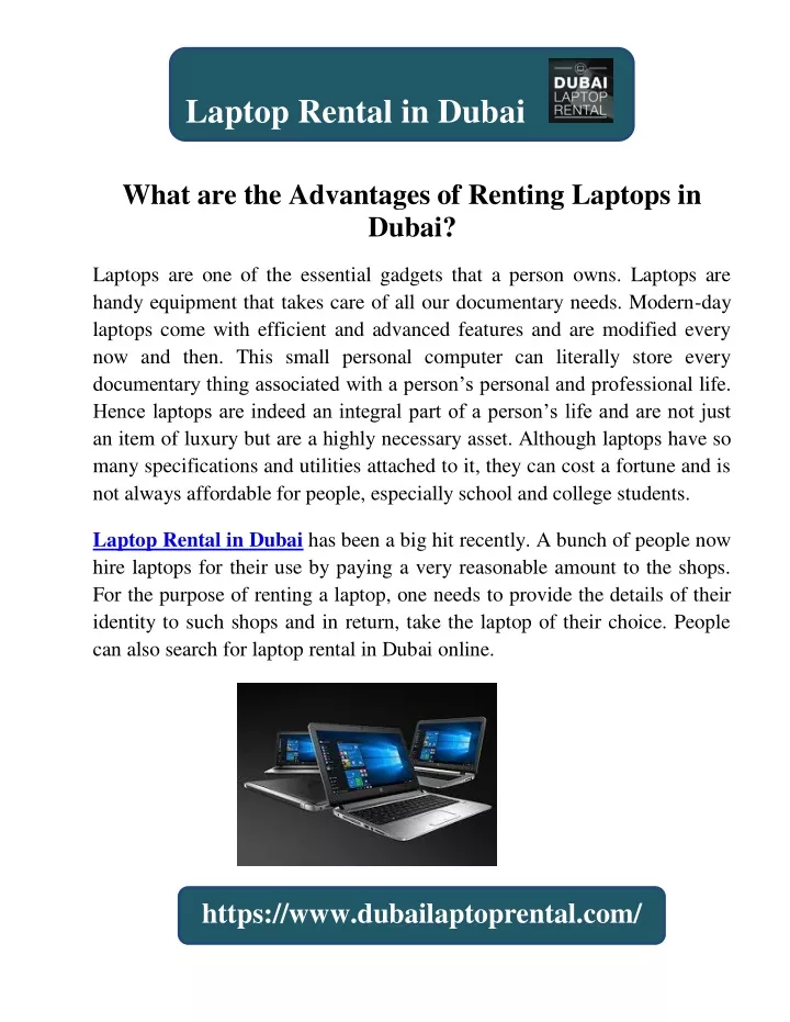 laptop rental in dubai