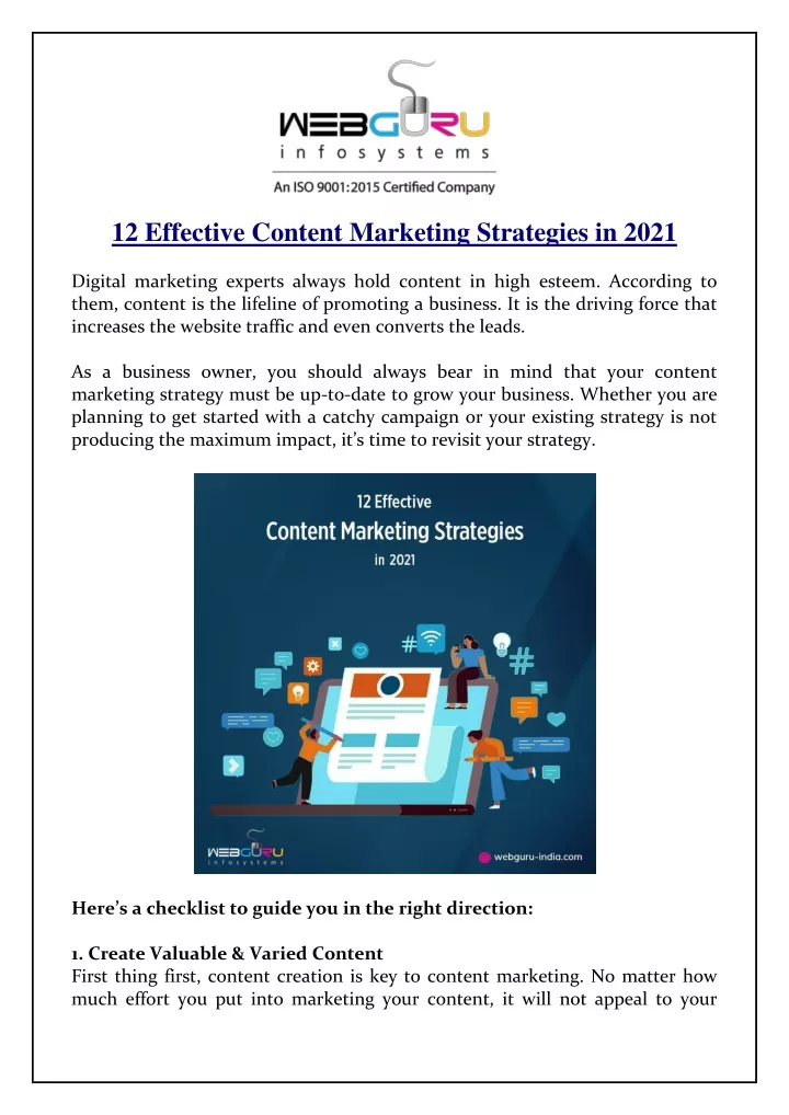 12 effective content marketing strategies in 2021