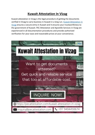 Kuwait attestation in Vizag PEC