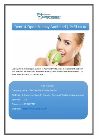 Dentist Open Sunday Auckland | Pcfd.co.nz
