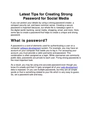 latest tips for creating strong password