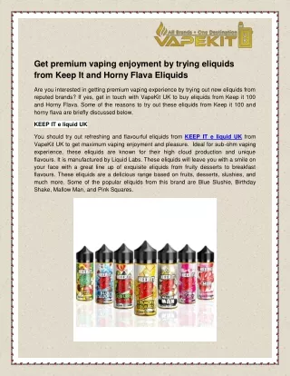 get premium vaping enjoyment by trying eliquids