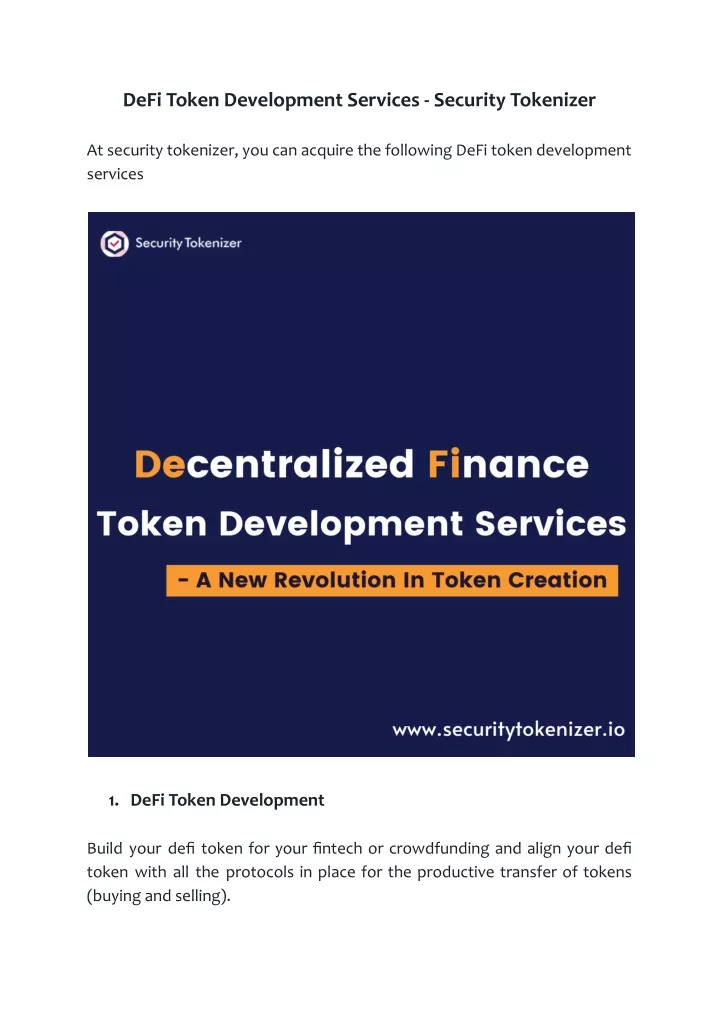 defi token development services security tokenizer