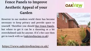 Fence Panels to Improve Aesthetic Appeal of your Garden