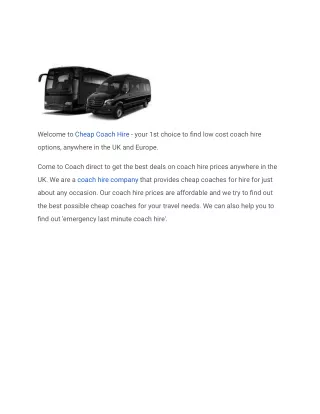Low cost coach hire