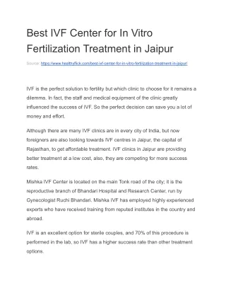 Best IVF Center for In Vitro Fertilization Treatment in Jaipur