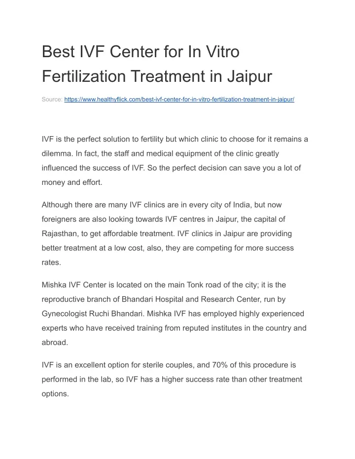 best ivf center for in vitro fertilization